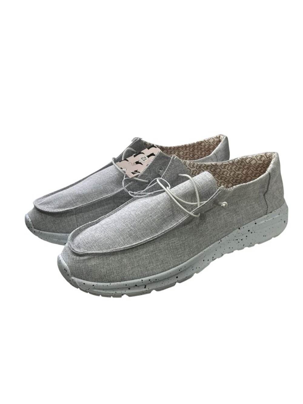 Men's Gray Lightweight Casual Slip-On Shoes Size 12 With Speckled Sole & Geometr